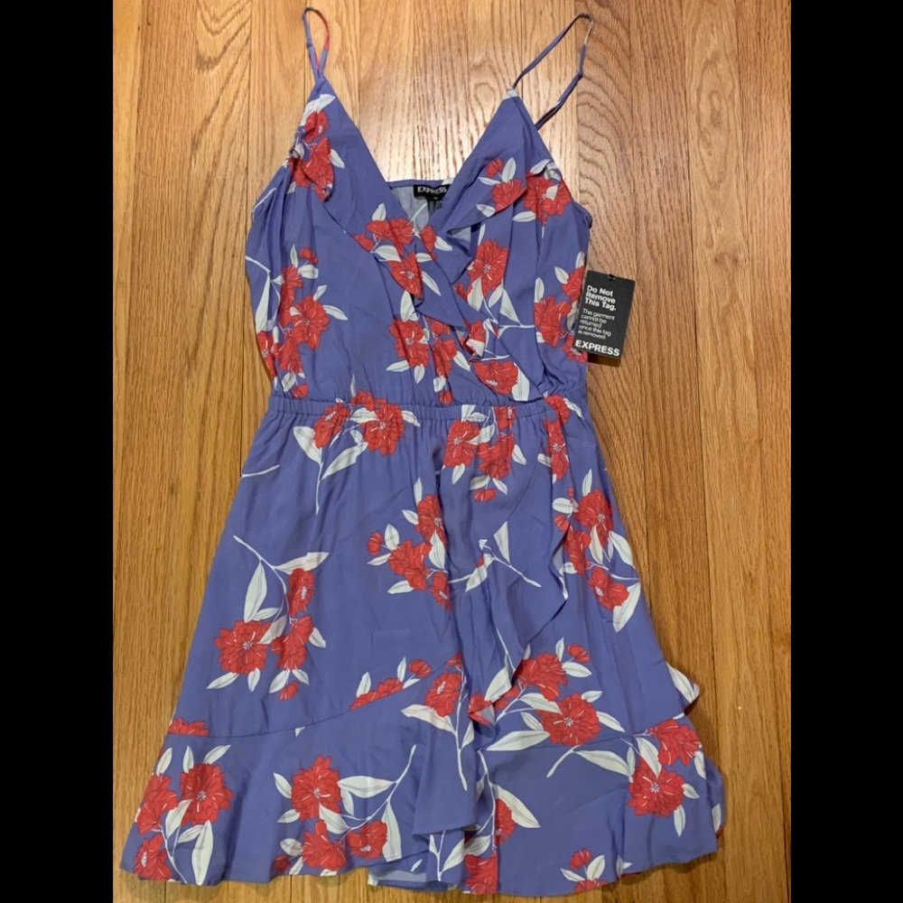 Spaghetti strap floral blue dress